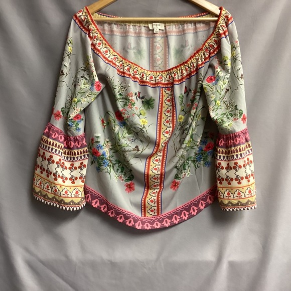 Umgee Floral Print Off Shoulder Bell Sleeve Blouse Bohemian Top Size‎ M Summer - Picture 14 of 15